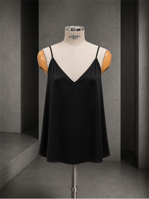 top spallino raso di viscosa ANGELA DAVIS | SP9AR18NERO
